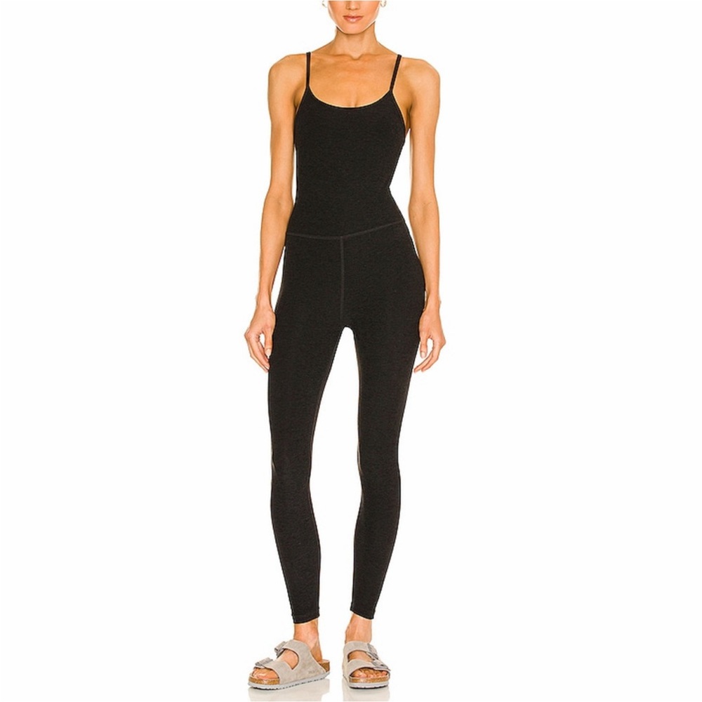 Beyond Yoga Uplevel Spacedye Jumpsuit in black heather